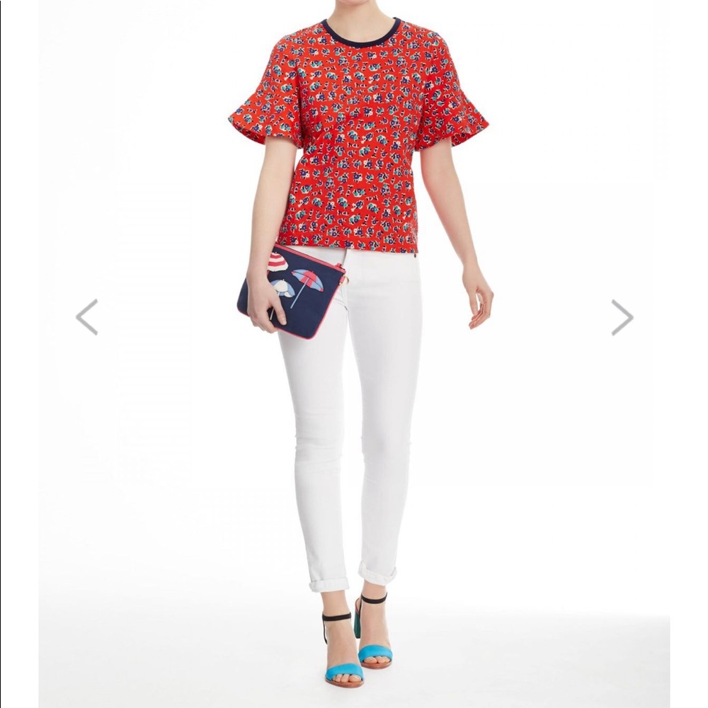 NEW • Draper James • Georgia Floral Ruffle Tee Red - Picture 5 of 8